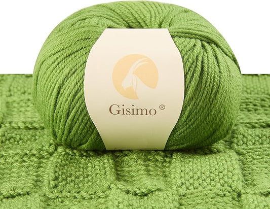 100% Merino Wool Yarn, 6-Ply Luxurious and Soft Yarn for Hand Knitting & Crocheting, 1.76 OZ/50g, 127 yds/116 Meters(DeepGrass Green, 1 Ball)
