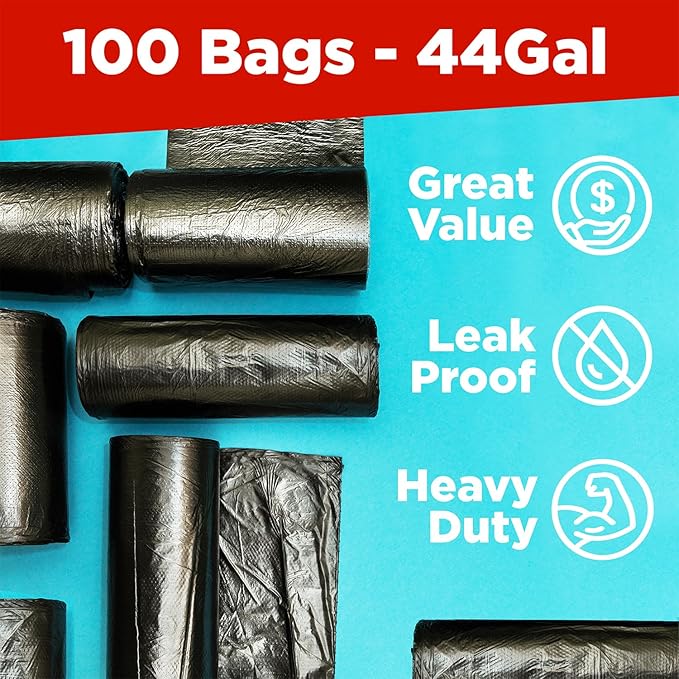 Toughbag 40-45 Gallon Trash Bags Heavy Duty (100 Count) - 39, 40, 42, 44 Gallon Trash Bags for Contractors, Commercial, Home, Kitchen - Made in USA