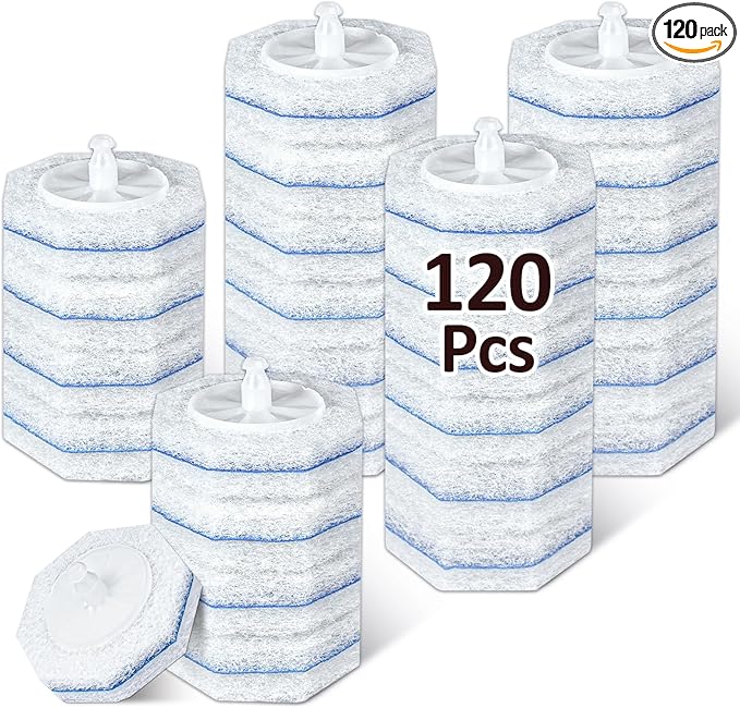 120 Pcs Toilet Wand Refills Compatible with Clorox ToiletWand System, Disposable Brush Heads with Dense Fibers, for Deep Toilet Bowl Cleaning