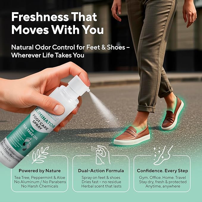 Lavinso Athlete’s Foot Care Spray with Tea Tree Oil – Shoe Deodorizer & Foot Odor Eliminator for Smelly Feet – Deodorant with Natural Ingredients