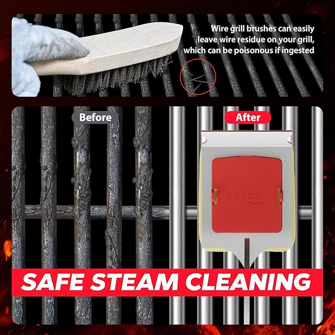 ENLOY Grill Brush Bristle Free Replacement Head, Grill Replaceable Cleaning Head, Safe Barbecue Steam Grill Brush Head for Stainless Steel Grills, Gas, Cast Iron, Charcoal, Ceramic and more(No Handle)