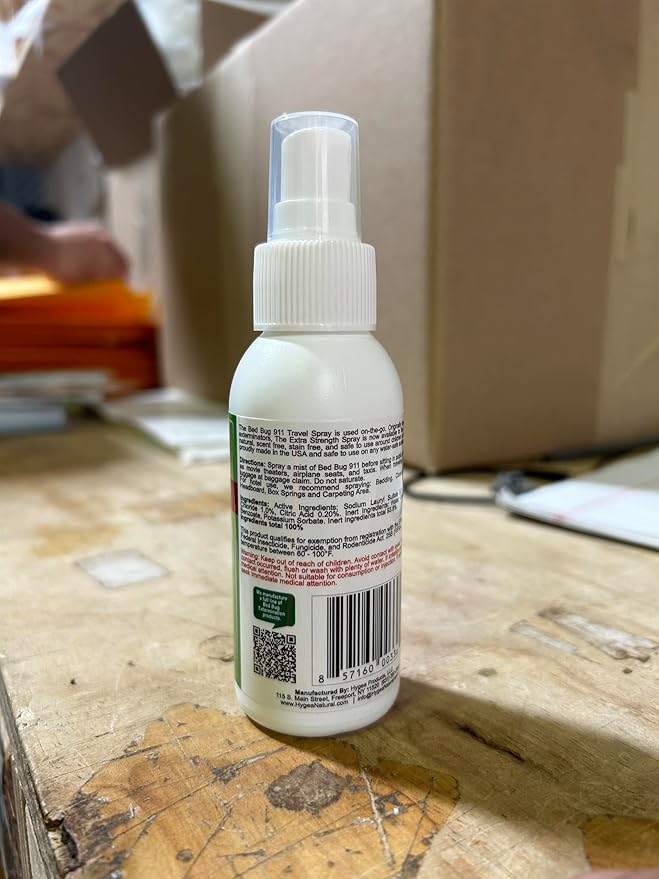 Hygea Natural Extra Strength Bed Bug Killer & Mite Travel Spray - TSA Approved Size - Child & Pet Friendly - Stain & Odor Free - for Hotel, Suitcase, Backpack, Shoes - 66% Stronger Formula(2pk, 3 oz)