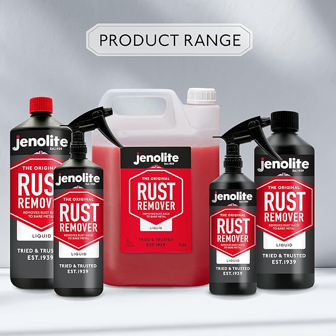 JENOLITE Rust Remover Trigger Spray for Metal 1 L (33.8 fl oz). Fast‑Acting Liquid Restores Bare Metal. Industrial Strength No‑Drip Spray Removes Rust & Oxide Films. Made in Britain