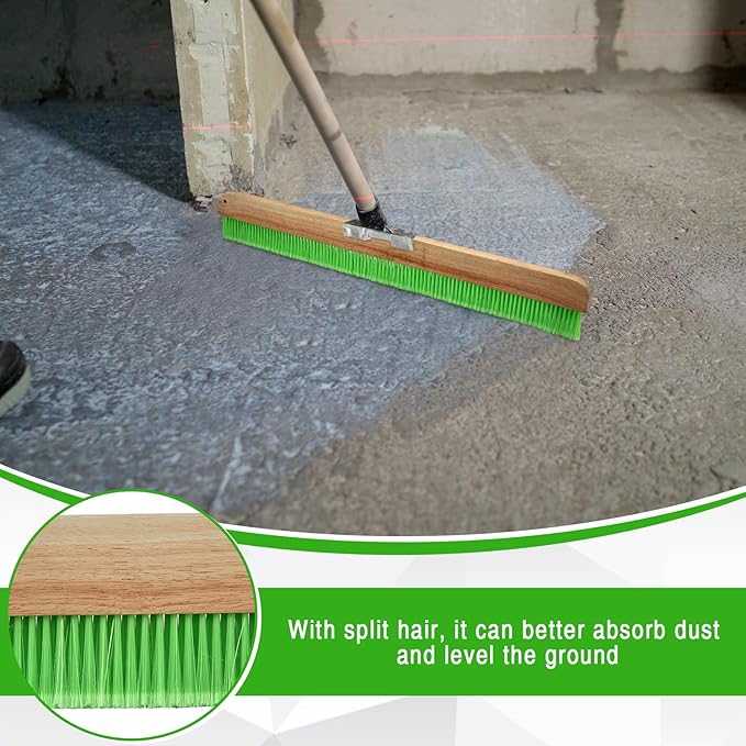 2 Pcs 36 Inches Green Concrete Broom Finishing Soft Without Handle Soft Flow Through Brush with Mounting Threads for Concrete Finishes, Hard Floors, Yards