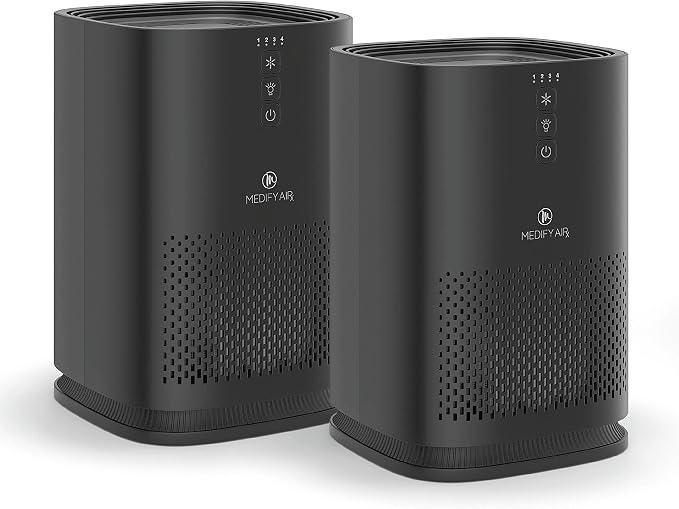 Medify MA-14 Air Purifier with True HEPA H13 Filter | 143 m² Coverage in 1hr for Allergens, Smoke, Wildfires, Dust, Odors, Pollen, Pet Dander | Quiet 99.9% Removal to 0.1 Microns | Black, 2-Pack