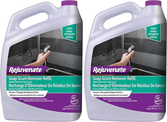 Rejuvenate Soap Scum Remover Refill Easily Dissolves Soap Scum Without Scrubbing, 1 Gallon (Pack of 2)