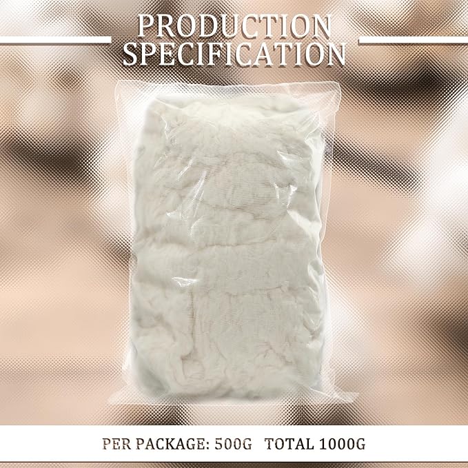 Newwiee Clean Wool Batting Stuffing for Stuffed Animals Roving Wool Felting Filler for Crafts Needle Cushions Pillow Knitted Stuffed Toys Animals Blending and Dryer Balls, Natural White(1.1 lb)