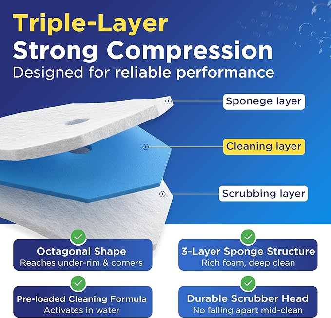 50 Count Toilet Wand Refills for Clorox Toilet Wand, 5X Cleaning Power, Replacement Heads for Clorox Wand, High-Density Disposable Brush Scrubber - No Falling Apart, Fresh Fragrance