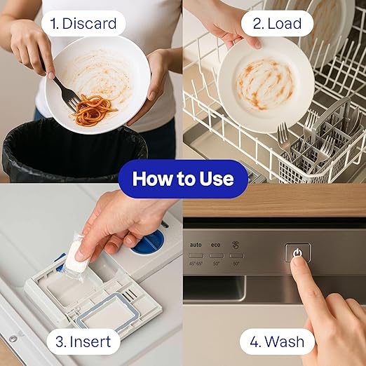 ATTITUDE Dishwasher Pods, Plant-Based & Vegan, Phosphate-Free Detergent Tablets, Naturally Derived, Unscented, 70 Count