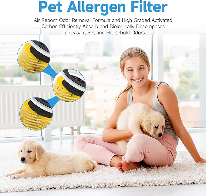 4 Packs RP-AP088 HEPA Replacement Filters Compatible with RENPHO RP-AP088B, RP-AP088, RP-AP088W Air Cleaner Purifiers (Medium Room), Part Number RP-AP088-F1, RP-AP088-F2