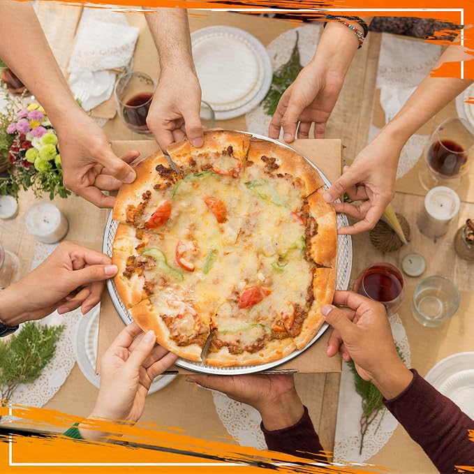 Nuogo 5 Pcs 14 Inch Pizza Pan with Holes Aluminum Mesh pizza Screen Seamless Round Tray for Oven Nonstick Baking Sheet for Kitchen Bakery Restaurant BBQ Party Cookware Supplies