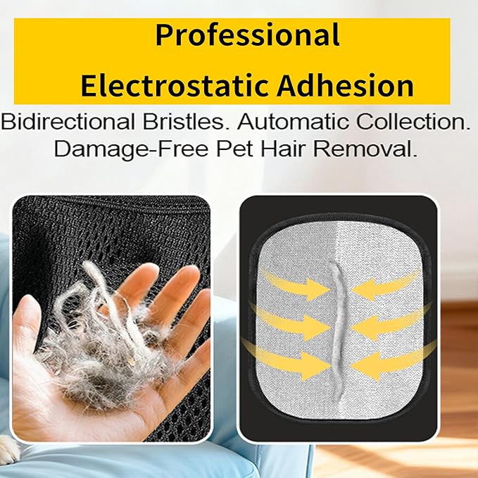 Pet Hair Removal Glove for Cats & Dogs ‒ Pack Upgraded Five-Finger Electrostatic, Reusable Double-Sided Magic Brush Tool for Couch, Furniture, Carpet, Clothing & Car Seat, 2 Pack.