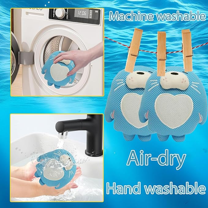 Hot Tub Scum Absorber - Sea Lion Hot Tub Floating Sponge - Scum Remover - Reusable Hot Tub Scum and Oil Absorbing Sponge to Keep Water Clean - Sky Blue