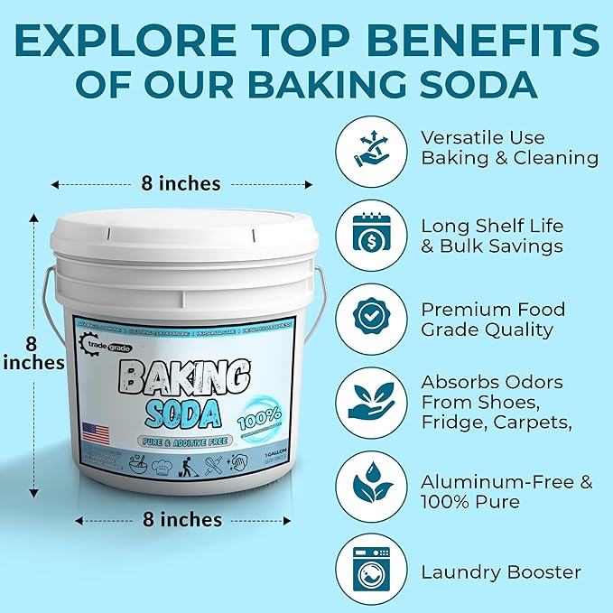 TradeGrade Pure Baking Soda Powder (1 Gallon) Food-Grade Sodium Bicarbonate Powder for Cooking, Cleaning & Deodorizing
