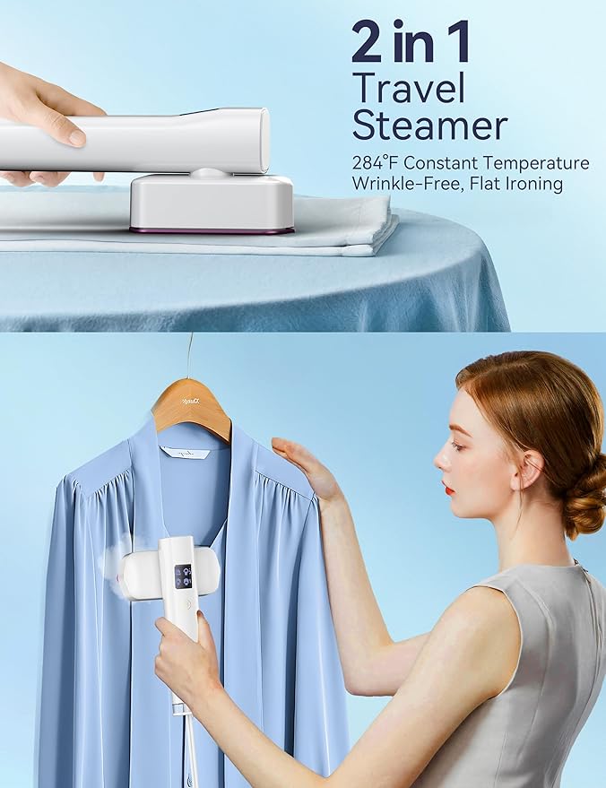 Sundu Steamer for Clothes,1200W Portable Travel Steamer&Iron 180ml White | Compact 15s heat-up, 180ml tank, 35min powerful steam, 4 Modes , includes gloves,Quick wrinkle removal for travel & home.