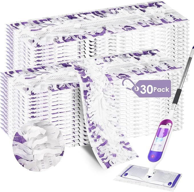 Cleaning Cloth 30 Pack Disposable Power Mop Refill Pads Compatible with Swiffer Power Mop, Unscented Swiffer Wet Pads Refill, Disposable Replacement Pad for All Floors,Non-Washable