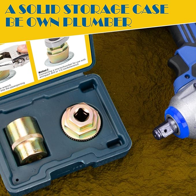1.5" Tub Drain Extractor with 1inch Socket, Remove The Old, Broken, Stubborn, Rusted Drain Tub Bathtub Stopper, Strong Grab Plumbing Tools with Solid Storage Case