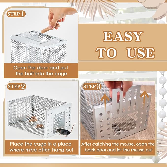 1 Pcs Humane Rat Trap Live Chipmunk Cage Trap for Indoor and Outdoor Small Rodent Animal Mouse Vole Chipmunk Hamsters Live Cage, Catch and Release (Closed)