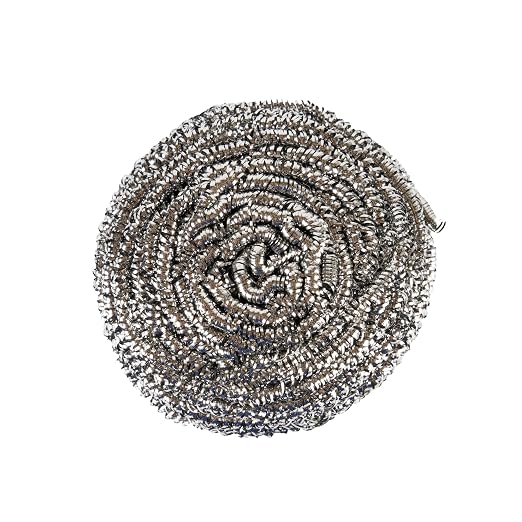 Restaurantware Stainless Steel Scrubber 100-Pack 3.15 x 3.15 x 1.97 Inches Rust-Resistant Metal Scouring Pad Durable Silver Scrub Pad for Pots and Pans Grill Cleaning Scrubber Commercial Kitchen Use