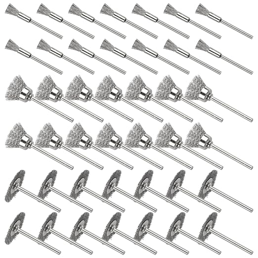 42Psc Wire Wheel Brush Set, Rotary Tool Wire Brush, Steel Wire Wheels Pen Brushes Set Kit Accessories for Rotary Tool-1/8(3mm) Shank