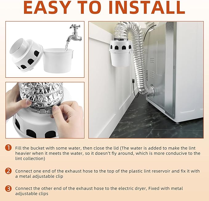 [Upgraded]AMI PARTS TDIDVKZW Indoor Dryer Vent Kit with 4-Inch by 10-Foot Proflex Duct, White, 4 Inch