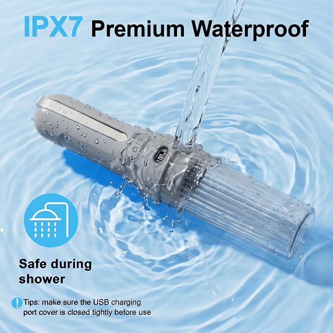 Electric Portable Bidet for Business & Camping, Whisper-Quiet Handheld Sprayer with 3 Pressure Modes, 1600mAh USB-C Rechargeable, IPX7 Waterproof (Gray)