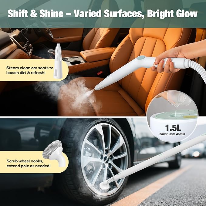Newbealer Heavy-Duty Steam Cleaner for Home, Stainless Steel Boiler, Steam Mop with 25-Piece Accessories, Max 5 Bar, Multi-Purpose Steamer for Floors, Cars, Furniture, Tiles, and More