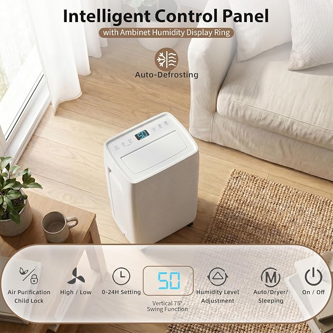 50Pints Dehumidifier with Drain Hose, 3,500 Sq.Ft Dehumidifier for Basement, 4.5L/1.19 Gallon Tank, Energy Star Cert. 41dB, Airflow Swing, Humidity Remover for Home, Bedroom & Bathroom