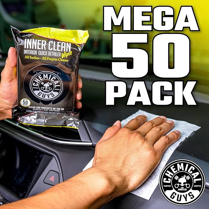 Chemical Guys PMWTVD10750 VRP Shine and Protectant And PMWSPI66350 InnerClean Interior Quick Detailer & Protectant Wipes, Safe for Cars, Trucks, SUVs, Jeeps, RVs & More (100 Ct) 2 Pack