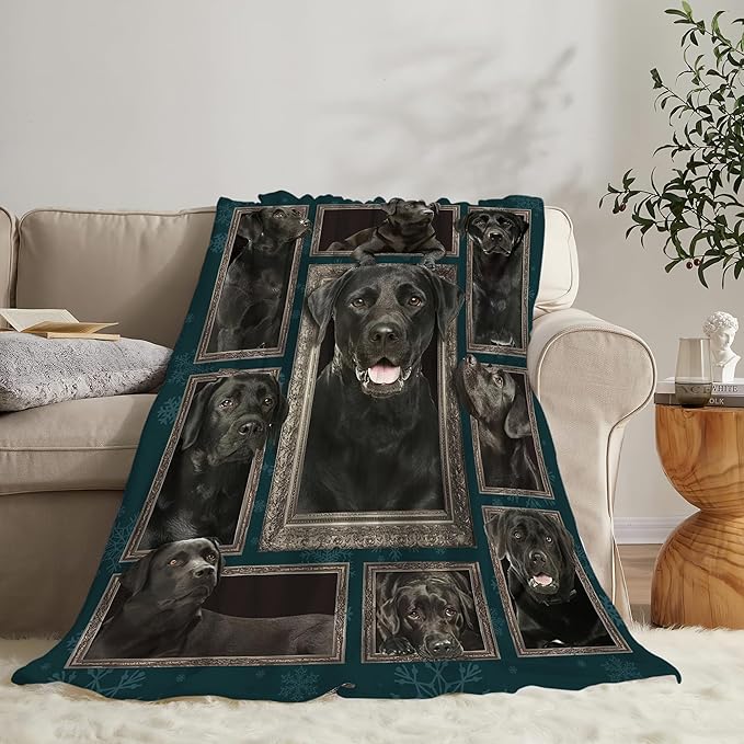 Labrador Retriever Dog Blanket Gifts and Decor - Cute Throw for Girls, Women, Kids, Adults - Soft Warm Cozy Fleece for Couch, Sofa, Bed 50"x40"