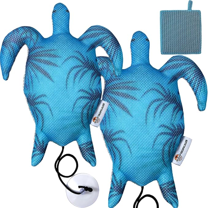 2 Pack Turtle Hot Tub Scum Absorber, Floating Scum Sponge for Spa Hot Tub – Oil Absorbing Hot Tub Scum Sponge with Mesh Cleaning Cloths, Essential Hot Tub Accessories to Help Keep Water Clear