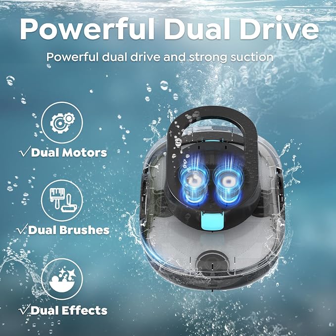 S1 Pro Cordless Robotic Pool Cleaner, 130-Min Runtime, Cleans Up to 1,292 Sq.Ft, Dual-Motor Pool Vacuum, Automatic Cleaner with Large Filter Basket, Fast Charging & Self-Parking (Glossy Black)