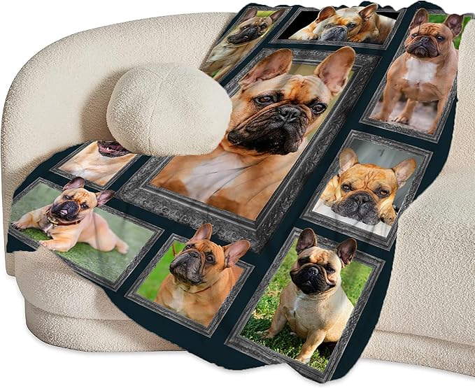 French Bulldog Gifts & Decor: Cute Dog Throw Blanket - Soft, Warm, Cozy Fleece for Couch, Sofa, Bed - 80"x60"