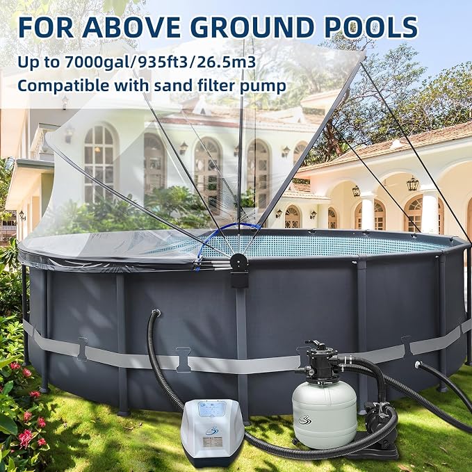 BlueBay Self-Cleaning Saltwater Chlorinator for Above Ground Pools – Automatic Timer, Adapters Included, for Pools Up to 7,000 Gallons, Pool Saltwater System, IPX5