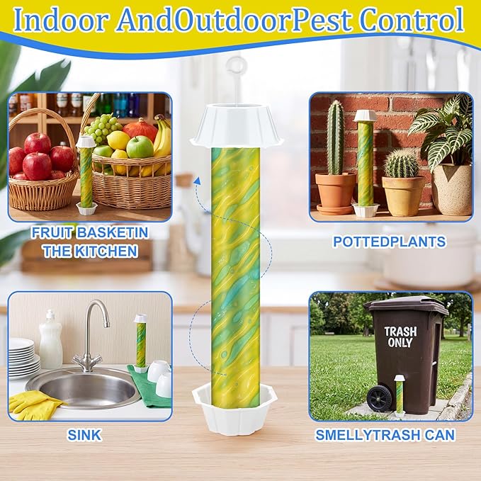 Qualirey 8 Pcs Fly Traps for Indoor Outdoor Hanging Fruit Fly Stick Trap Sticky Mosquito for Home Insect 10 x 2.5 Inches (Design-1,Yellow and Green)