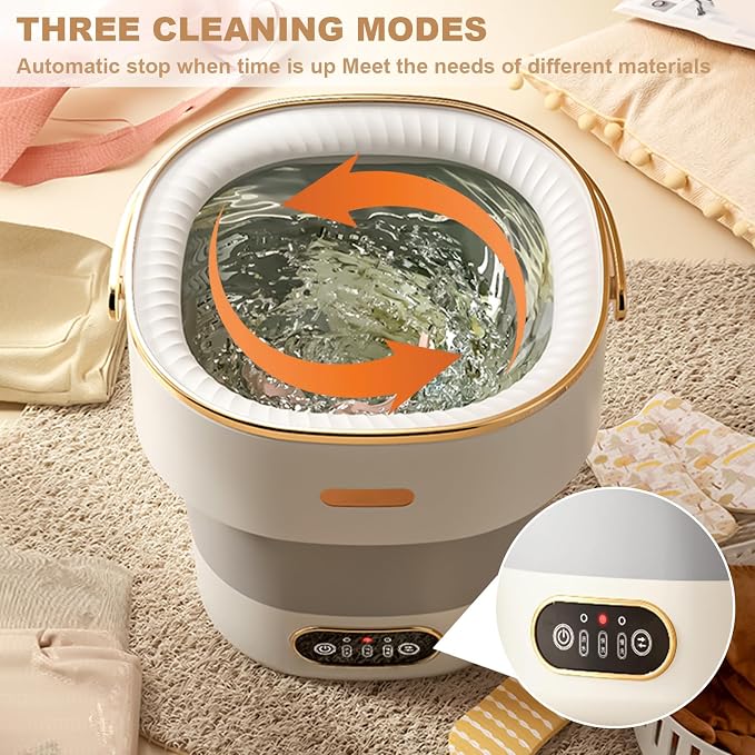 Portable Washing Machine, 13L Mini Washing Machine With 3 Cleaning Modes for Baby Clothes Underwear Socks Small Washing Machine Folding Design for Apartments Camping Travel