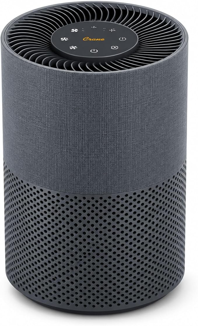 Crane True HEPA Tower Air Purifier for Home, Air Quality Indicator, 500 Sq Ft