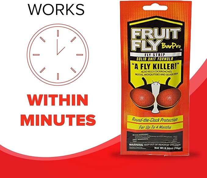 Fruit Fly BarPro – Vapor-Activated Insect Control Strip – Better Than Fruit Fly Traps – Kills Flies, Gnats, Roaches, Mosquitoes, and More – Odorless, 4 Month Protection