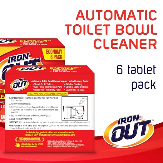 Iron OUT Automatic Toilet Bowl Cleaner, Repel Rust and Hard Water Stains with Every Flush & Keurig 3-Month Brewer Maintenance Kit Includes Descaling Solution