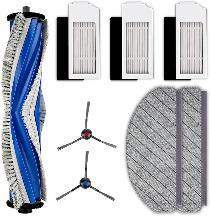 (8 Pack) N20 Plus Replacement Parts for ECOVACS DEEBOT N20 Plus/ N20 Pro Plus, for Yeedi C12 Plus, C12 Pro Plus Robot Vacuum, 1 Roller Brush, 2 Side Brushes, 3 HEPA Filters, 2 Mop Pads, Accessories