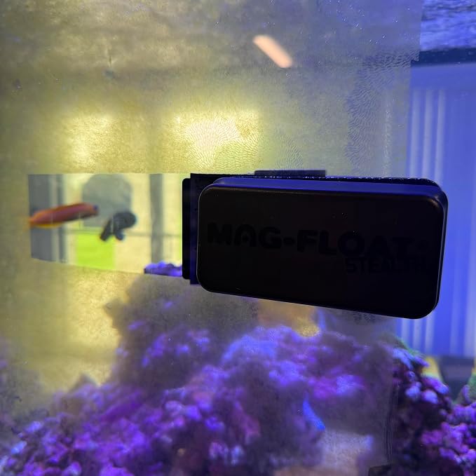 Mag-Float Medium Black Stealth Glass Magnet Aquarium Scraper Cleaner with Blade - Floating Magfloat Magnetic Cleaning Tool