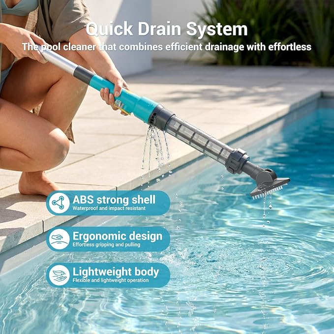 MUTAOMWY Hot Tub Vacuum,Cordless Handheld Pool Vacuum Cleaner - Pool Cleaner for Inground Pools, for Hot Tubs and Spa,15 Gallons/Min Powerful Suction