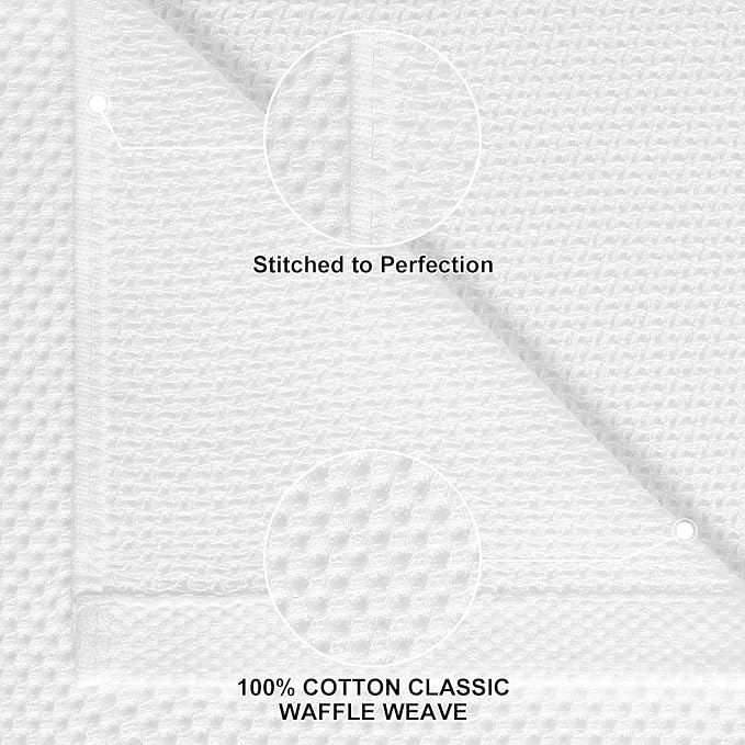 Homaxy 100% Cotton Kitchen Towels and Dishcloths Set, 12 x 12 Inches and 13 x 28 Inches, Set of 10 Bulk Kitchen Towels Set, Ultra Soft Absorbent Dish Cloths for Washing Dishes, White