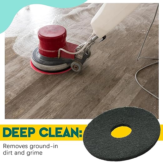 Teenyyou 12" Black Scrubbing Pads Commercial Cleaning Orbiter Pads-Maintenance Non Woven for Floor Buffer Machine 2 Pcs