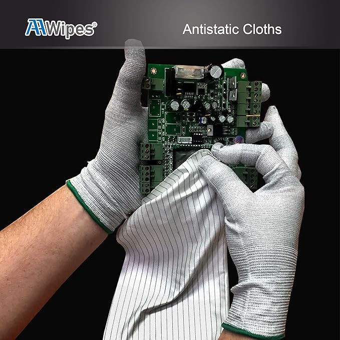 AAWipes Cleanroom Wipe Cloths (Grade A) - Safe Electrostatic Discharge (ESD) Polyester Wiper Special ESD-Safer Wiper Cloths Lint Free Static Dissipasive Wipers (6"x6") 100pcs
