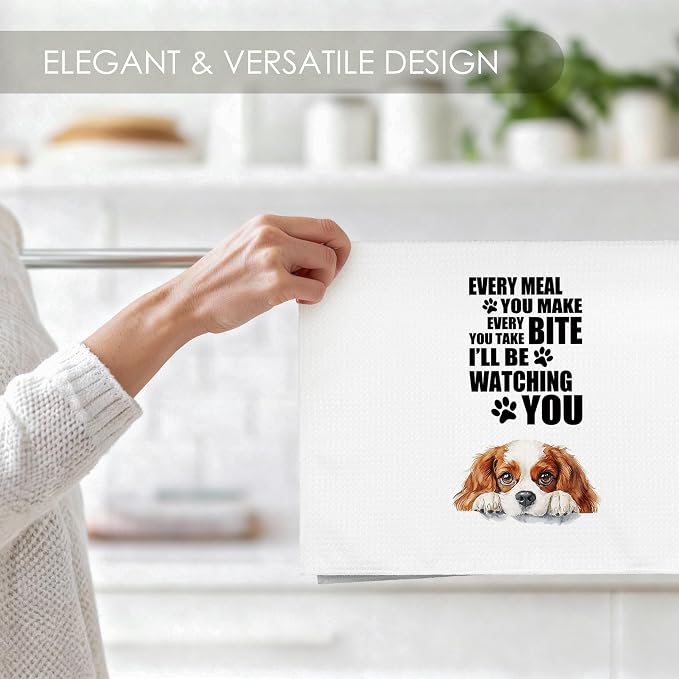 Cavalier King Charles Spaniel Kitchen Towel Gifts for Dog Lovers Decorative Set of 2, Cavalier King Charles Spaniel Dish Towels Dishcloths Tea Towels Hand Towel for Kitchen Bathroom Decor 16x24