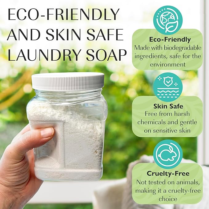 Natural Laundry Detergent Soap | Hypoallergenic Deep Cleaning Washing Powder | Eco-Friendly, Safe, and Effective BORAX, SODA ASH, EPSOM SALT, BAKING SODA and CASTILE SOAP (65 Loads) (Unscented)