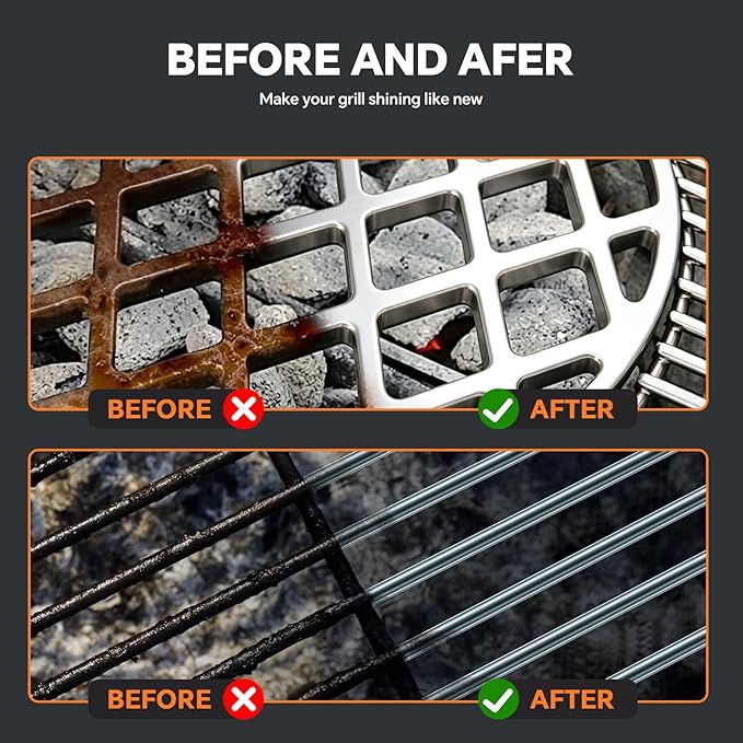 Grill Brush Bristle Free,with 5 BBQ Replacement Head, [Ultra Safe & Efficient] for Cast Iron, Stainless Steel Grates,Safe Grill Cleaner for Outdoor Grill,Great Gift for Men/Dad (Model-XD3000)