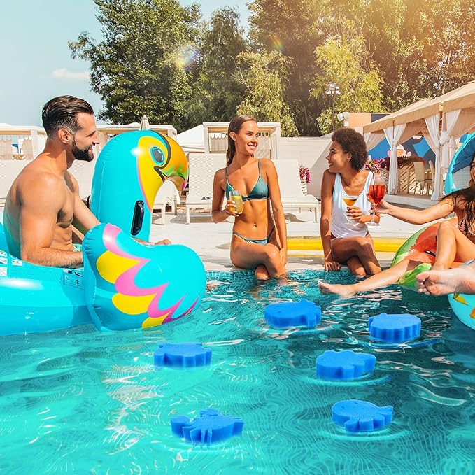Zhehao 50 Pack 5 Shapes Hot Tub Sponge Absorber Oil Absorbing Sponge Foam Hot Tub Scum Absorber for Swimming Pool Spa Cleaning Accessories(Blue)