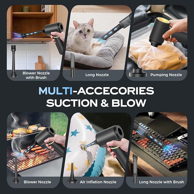 BSRCO Handheld Vacuum Cordless Rechargeable for Car, Pet Hair, Home, USB-C Charging, HEPA Filtration